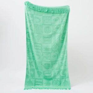 Sunnylife Damian Downey Aqua Textured Beach Towel with Fringe